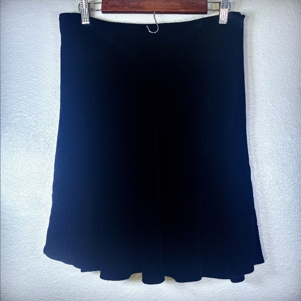 Ann Taylor Vintage Black Velvet Silk Blend Lined A Line Whimsigoth Boho Skirt 14 - Picture 3 of 11